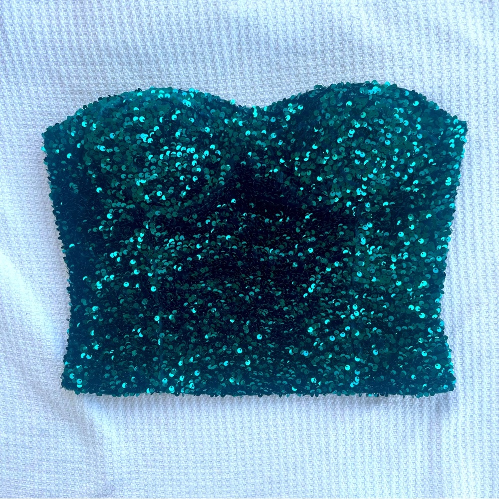 Zara Sequin Strapless Crop